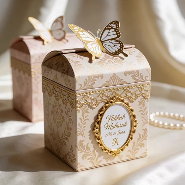Paper Domed Favor Box with Butterfly Top