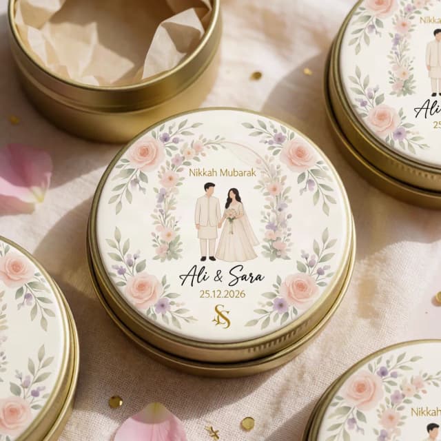 Round Metal Favor Tin with Customized Lid
