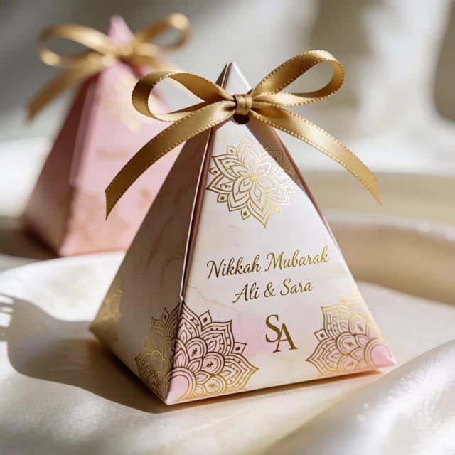 Pyramid Favor Box with Satin Ribbon