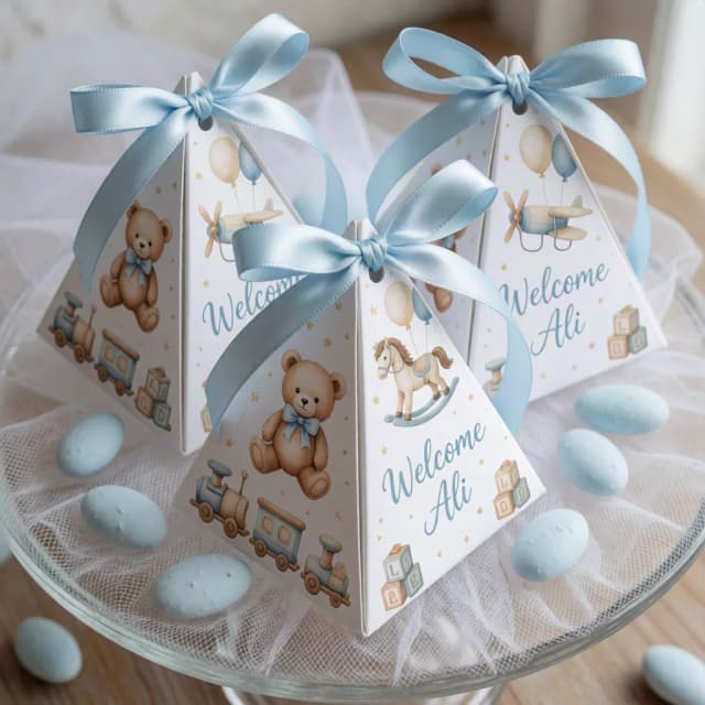 Pyramid Favor Box with Satin Ribbon Bow