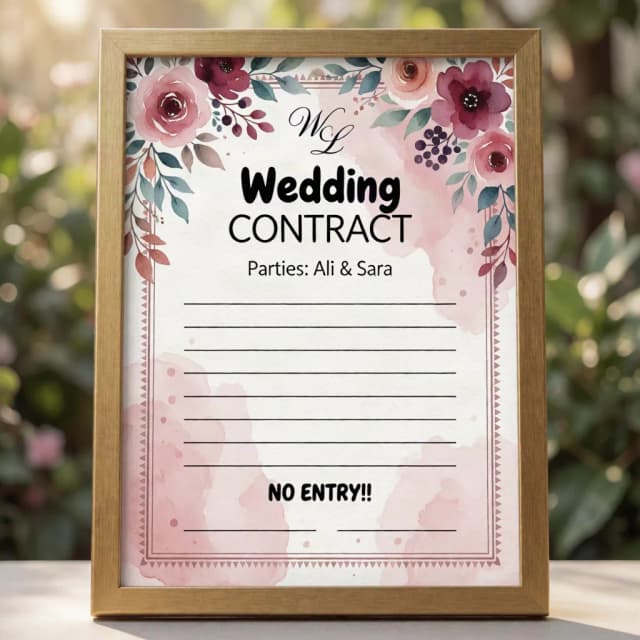 Framed Floral "Bridal Rules / Groom Contract" Print